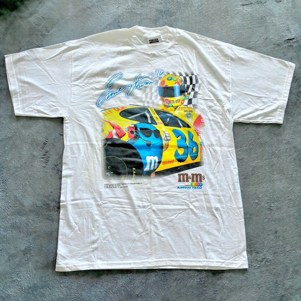 VTG 1999 Ernie Irvan M&M’s Racing Team Nascar T-Shirt Graphic Tee Y2K 36 Tultex